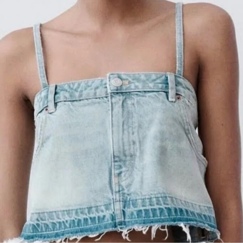 Zara cropped denim tank top.